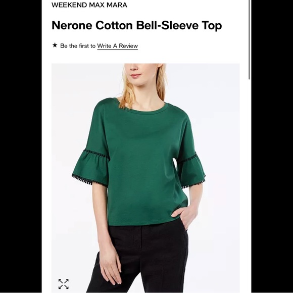 WEEKEND MAXMARA Nerone Bell Sleeve Tee Shirt Top Blouse Blue Mercerized Cotton - Picture 13 of 13